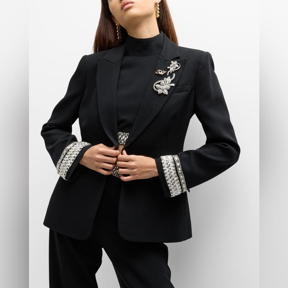 NWT $795 Cinq à Sept Cheyenne Stacked Jewelry Embroidered Blazer